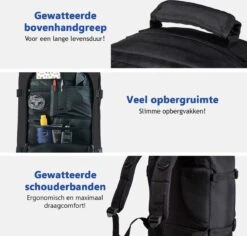 CabinMax Metz Reistas – Handbagage 20L – Rugzak – Schooltas - 40x25x20 Cm – Compact Backpack – Lichtgewicht – Zwart -Reis Opberg Artikelen 1200x1145 6