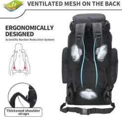 IBright XXL Tactical Backpack 100 Liter - Tactische Rugzak -Militaire Rugzak - Waterdicht - Zwart -Reis Opberg Artikelen 1200x1154 4