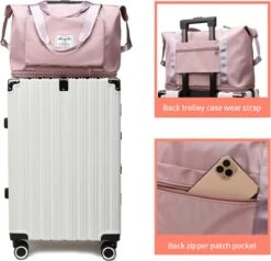 Merkloos Opvouwbare Handbagage Reistas – Opvouwbaar Tot 28 X 18 Cm – Roze -Reis Opberg Artikelen 1200x1155 6