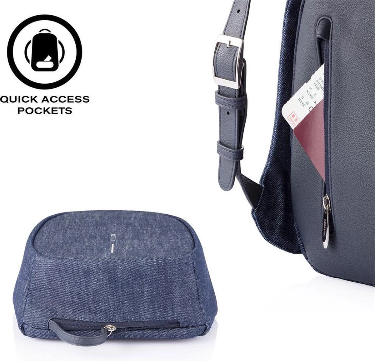 XD Design Elle Fashion Dames Anti-Diefstal Rugzak 6.5 Liter - Denim Blauw 12 XD Design Elle Fashion Dames Anti-Diefstal Rugzak 6.5 Liter - Denim Blauw - Afbeelding 10