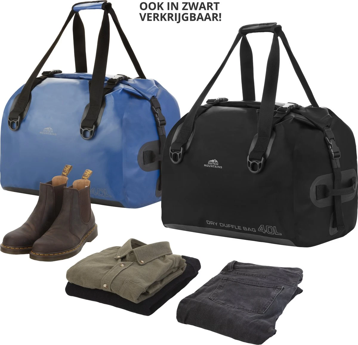 Dutch Mountains Reistas 40ltr – Waterdichte Duffelbag – Sporttas – Travelbag - Roll-top Sluiting – Zwart 7 Dutch Mountains Reistas 40ltr – Waterdichte Duffelbag – Sporttas – Travelbag - Roll-top Sluiting – Zwart - Afbeelding 5