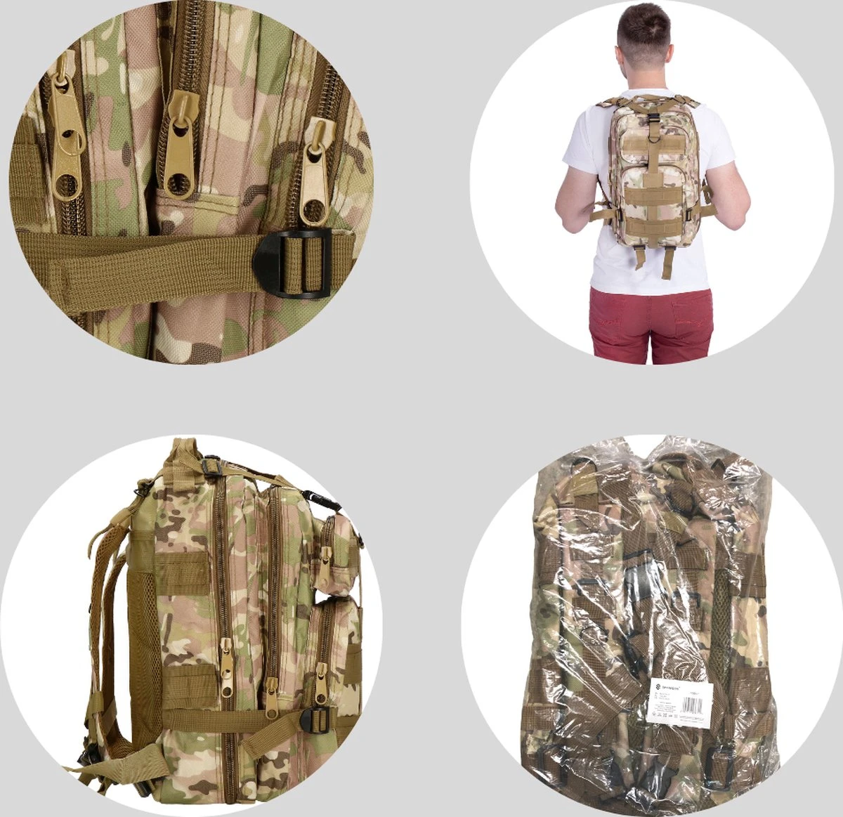 Springos Rugzak | Backpack | Wandelrugzak | Tactical Backpack | 35 Liter | Camouflage | Groen/Camel/Beige 4 Springos Rugzak | Backpack | Wandelrugzak | Tactical Backpack | 35 Liter | Camouflage | Groen/Camel/Beige - Afbeelding 2