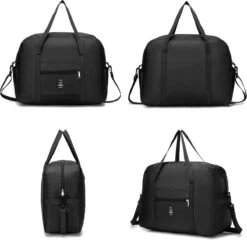 MISWAN Opvouwbare Reistas 45 X 36 X 20 EasyJet Travel Bag Maximale Grootte Holdall Cabine Bagage Onder Seat Flight Bag Met Trolleybevestiging Duffeltas Weekendtas Heren Dames Carry On Luggage Zwart -Reis Opberg Artikelen 1200x1164 8