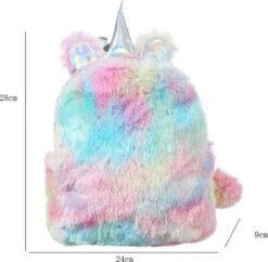 Unicorn Rugzak Zilver Multi Paars Roze Fluffy Bal -Reis Opberg Artikelen 1200x1176 9