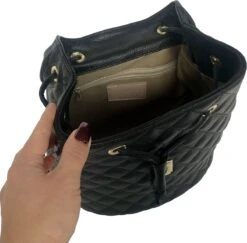 TOUTESTBELLE - Leren Dames Rugzak Quilted Gestikt Ruit Met Extra Vak - Dames - Leer - Zwart -Reis Opberg Artikelen 1200x1179 4