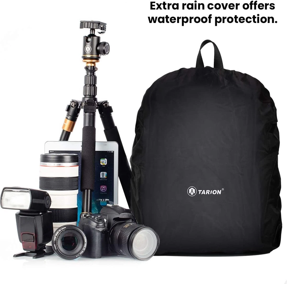 Tarion Rugzakje Voor Fotografen; Met Speciale Opbergruimte Voor Een Spiegelreflexcamera; Waterdicht, Licht En Compact; Incl. Vak Voor 15 Inch Laptop En Een Regenhoes; Grijs 6 Tarion Rugzakje Voor Fotografen; Met Speciale Opbergruimte Voor Een Spiegelreflexcamera; Waterdicht, Licht En Compact; Incl. Vak Voor 15 Inch Laptop En Een Regenhoes; Grijs - Afbeelding 4