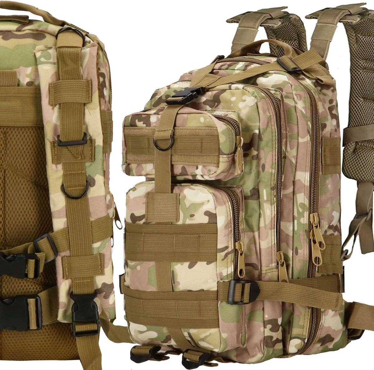Springos Rugzak | Backpack | Wandelrugzak | Tactical Backpack | 35 Liter | Camouflage | Groen/Camel/Beige 20 Springos Rugzak | Backpack | Wandelrugzak | Tactical Backpack | 35 Liter | Camouflage | Groen/Camel/Beige - Afbeelding 18