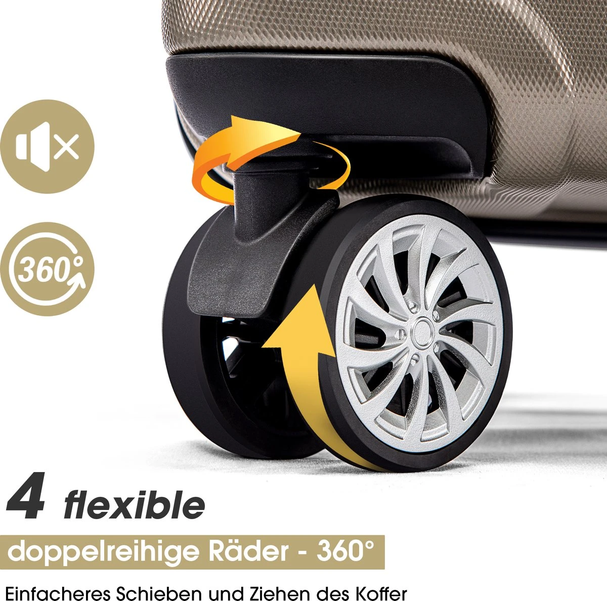 Merax 3-delig Kofferset Met TSA Slot - Trolleyset ABS 40L, 70L & 110 Liter - Goud 5 Merax 3-delig Kofferset Met TSA Slot - Trolleyset ABS 40L, 70L & 110 Liter - Goud - Afbeelding 3