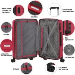 CarryOn Porter ® Kofferset - TSA Trolleyset 3-delig Met OKOBAN - Dubbele Wielen - Rood -Reis Opberg Artikelen 1200x1191 4