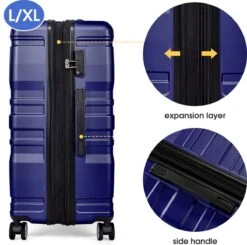 Merax 3-delig Kofferset Met TSA Slot - Trolleyset ABS 40L, 70L & 110 Liter - Blauw -Reis Opberg Artikelen 1200x1192 3