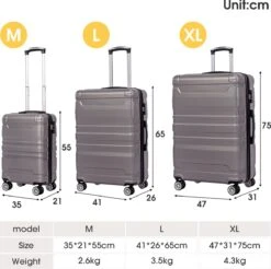 Merax 3-delig Kofferset Met TSA Slot - Trolleyset ABS 40L, 70L & 110 Liter - Grijs 18 Merax 3-delig Kofferset Met TSA Slot - Trolleyset ABS 40L, 70L & 110 Liter - Grijs -Reis Opberg Artikelen 1200x1195 1