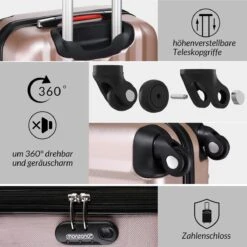 Monzana Hardcase Kofferset 4 Delig - Baseline Beautycase/M/L/XL - Rosé -Reis Opberg Artikelen 1200x1198 6