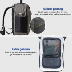 CabinMax Manhatten – Handbagage 20L – Rugzak – Schooltas - 40x20x25 Cm – Compact Reistas – Lichtgewicht – Grijs/Geel -Reis Opberg Artikelen 1200x1199 13