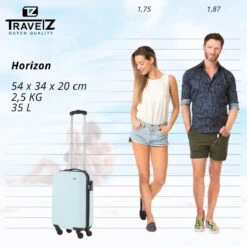 TravelZ Horizon Handbagagekoffer - 54cm Handbagage Trolley Met Gevoerde Binnenkant - Baby Blauw -Reis Opberg Artikelen 1200x1199 4