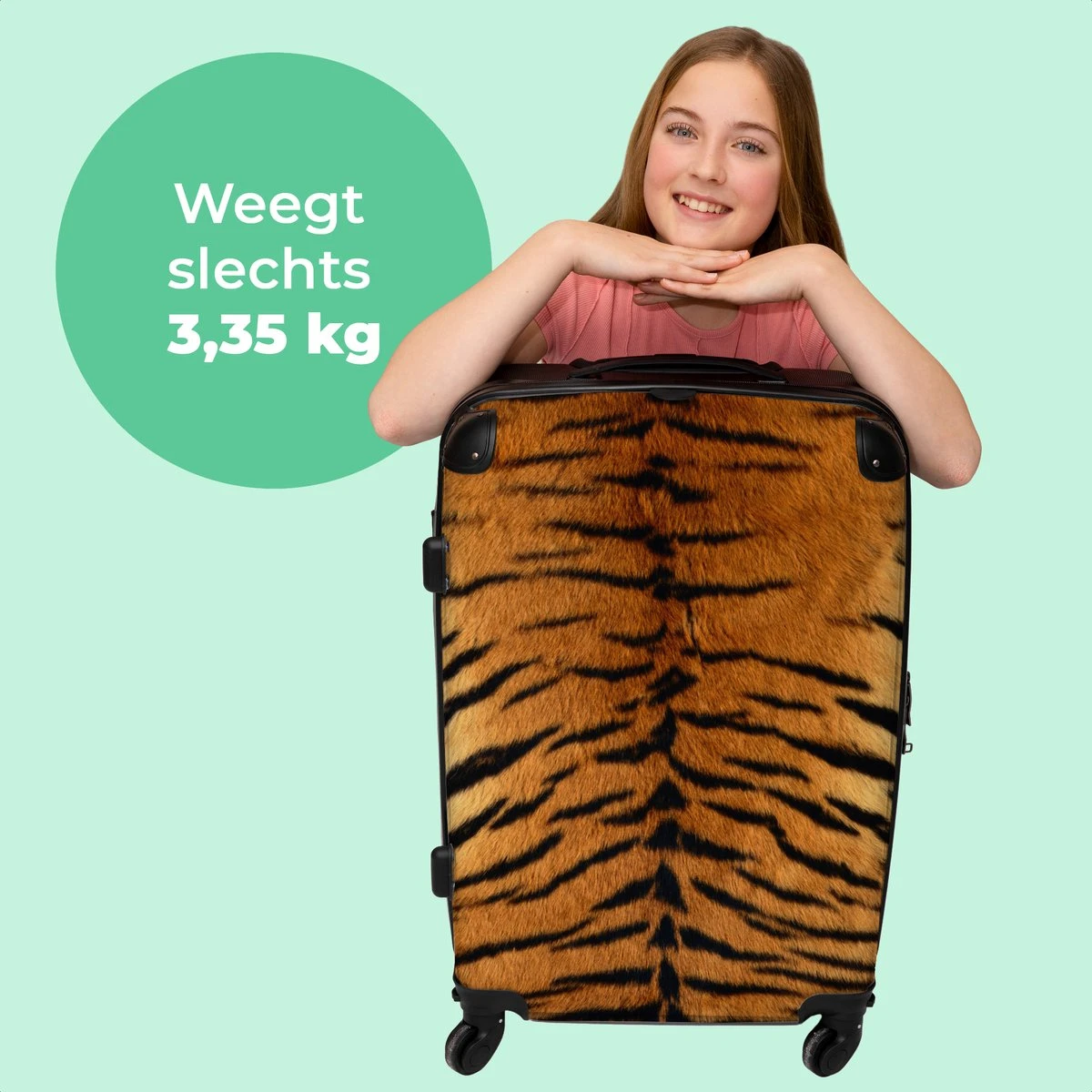 NoBoringSuitcases.com® Koffer Groot - Tijger - Wilde Dieren - Tijgerprint - Design - Trolley Koffer Met TSA-slot - Met Wielen - 90 Liter - Reiskoffer - 66 Cm 4 NoBoringSuitcases.com® Koffer Groot - Tijger - Wilde Dieren - Tijgerprint - Design - Trolley Koffer Met TSA-slot - Met Wielen - 90 Liter - Reiskoffer - 66 Cm - Afbeelding 2