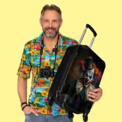 NoBoringSuitcases.com® Koffer Groot - Clown - Hoed - Kraag - Portret - Killer Clown - Trolley Koffer Met TSA-slot - Met Wielen - 90 Liter - Reiskoffer - 66 Cm -Reis Opberg Artikelen 1200x1200 1033