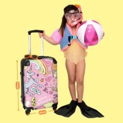 NoBoringSuitcases.com® Koffer Groot - Roze - Eenhoorn - Skateboard - Tekening - Trolley Koffer Met TSA-slot - Met Wielen - 90 Liter - Reiskoffer - 66 Cm -Reis Opberg Artikelen 1200x1200 1221