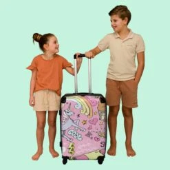 NoBoringSuitcases.com® Koffer Groot - Roze - Eenhoorn - Skateboard - Tekening - Trolley Koffer Met TSA-slot - Met Wielen - 90 Liter - Reiskoffer - 66 Cm -Reis Opberg Artikelen 1200x1200 1222