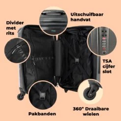 NoBoringSuitcases.com® Koffer Groot - Prinses - Bloemen - Kroon - Meisje - Sterren - Trolley Koffer Met TSA-slot - Met Wielen - 90 Liter - Reiskoffer - 66 Cm -Reis Opberg Artikelen 1200x1200 1226