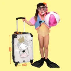 NoBoringSuitcases.com® Koffer Groot - Prinses - Bloemen - Kroon - Meisje - Sterren - Trolley Koffer Met TSA-slot - Met Wielen - 90 Liter - Reiskoffer - 66 Cm -Reis Opberg Artikelen 1200x1200 1228