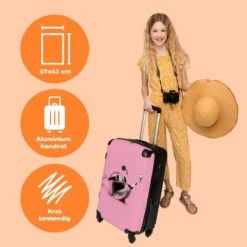 NoBoringSuitcases.com® Koffer Groot - Slak - Roze - Meisjes - Racen - Trolley Koffer Met TSA-slot - Met Wielen - 90 Liter - Reiskoffer - 66 Cm -Reis Opberg Artikelen 1200x1200 1239