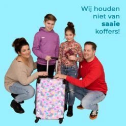 NoBoringSuitcases.com® Koffer Groot - Eenhoorn - Meisje - Patroon - Hartje - Trolley Koffer Met TSA-slot - Met Wielen - 90 Liter - Reiskoffer - 66 Cm -Reis Opberg Artikelen 1200x1200 1255