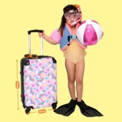 NoBoringSuitcases.com® Koffer Groot - Eenhoorn - Meisje - Patroon - Hartje - Trolley Koffer Met TSA-slot - Met Wielen - 90 Liter - Reiskoffer - 66 Cm -Reis Opberg Artikelen 1200x1200 1256