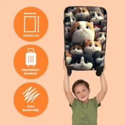 NoBoringSuitcases.com® Koffer Groot - Kat - Huisdieren - Poes - Bruin - Grijs - Trolley Koffer Met TSA-slot - Met Wielen - 90 Liter - Reiskoffer - 66 Cm -Reis Opberg Artikelen 1200x1200 129