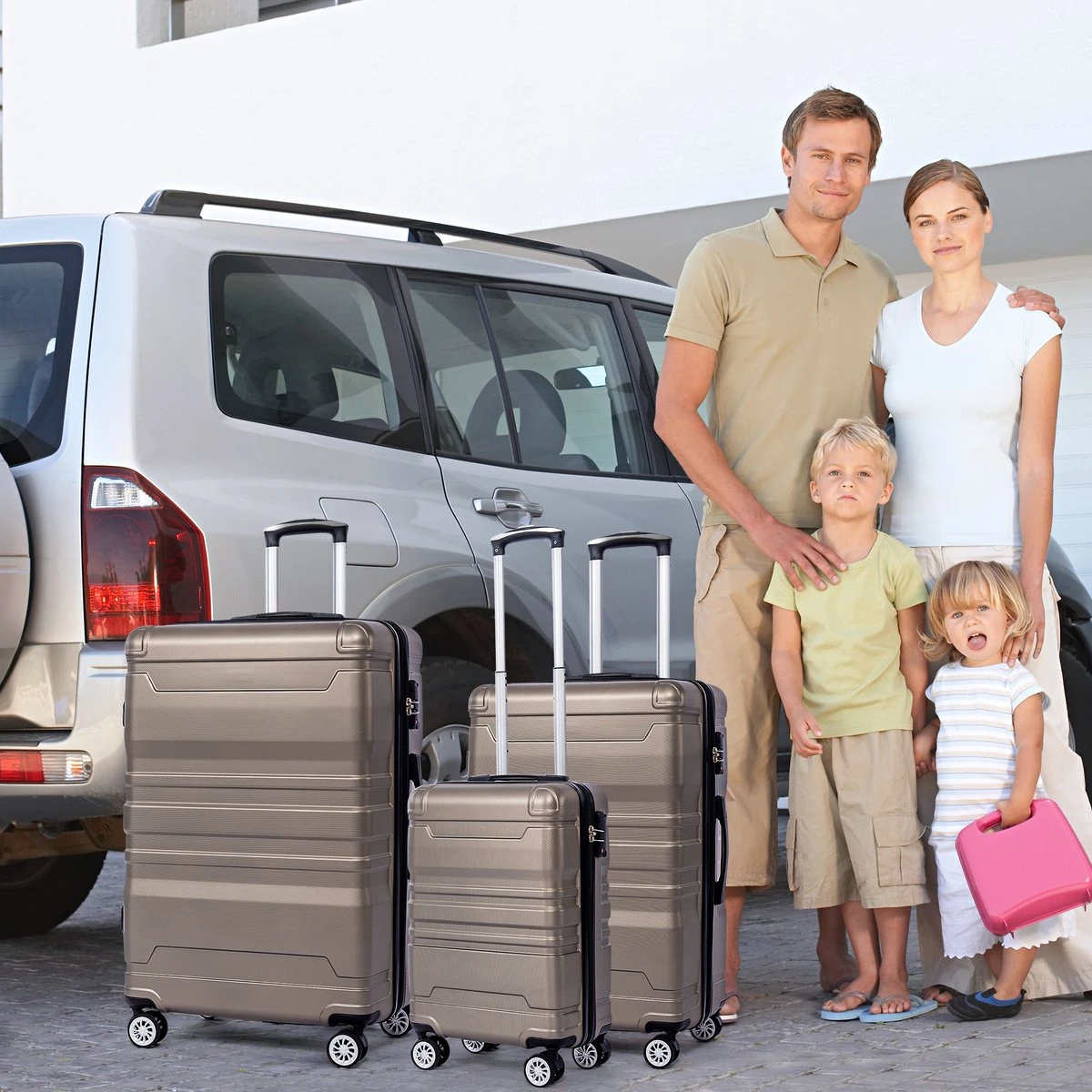 Merax 3-delig Kofferset Met TSA Slot - Trolleyset ABS 40L, 70L & 110 Liter - Goud 10 Merax 3-delig Kofferset Met TSA Slot - Trolleyset ABS 40L, 70L & 110 Liter - Goud - Afbeelding 8