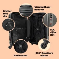 NoBoringSuitcases.com® Koffer Groot - Kat - Huisdieren - Poes - Bruin - Grijs - Trolley Koffer Met TSA-slot - Met Wielen - 90 Liter - Reiskoffer - 66 Cm -Reis Opberg Artikelen 1200x1200 130