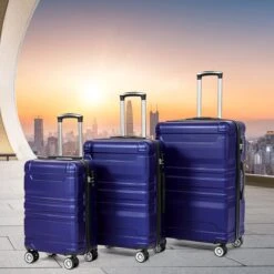 Merax 3-delig Kofferset Met TSA Slot - Trolleyset ABS 40L, 70L & 110 Liter - Blauw -Reis Opberg Artikelen 1200x1200 1415