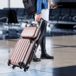 Monzana Hardcase Kofferset 4 Delig - Baseline Beautycase/M/L/XL - Rosé -Reis Opberg Artikelen 1200x1200 1477