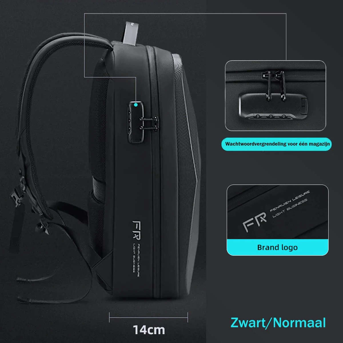 Brandie® - Rugzak - Geschikt Voor 17.3 Inch Laptop - Reistas - Schoudertas - Waterdichte - USB Opladen - Hoge Capaciteit - Anti Diefstal - Normaal Zwart - Voor Heren Tas - Grootte 14*32*48cm - Gewicht 1.3 Kg 4 Brandie® - Rugzak - Geschikt Voor 17.3 Inch Laptop - Reistas - Schoudertas - Waterdichte - USB Opladen - Hoge Capaciteit - Anti Diefstal - Normaal Zwart - Voor Heren Tas - Grootte 14*32*48cm - Gewicht 1.3 Kg - Afbeelding 2