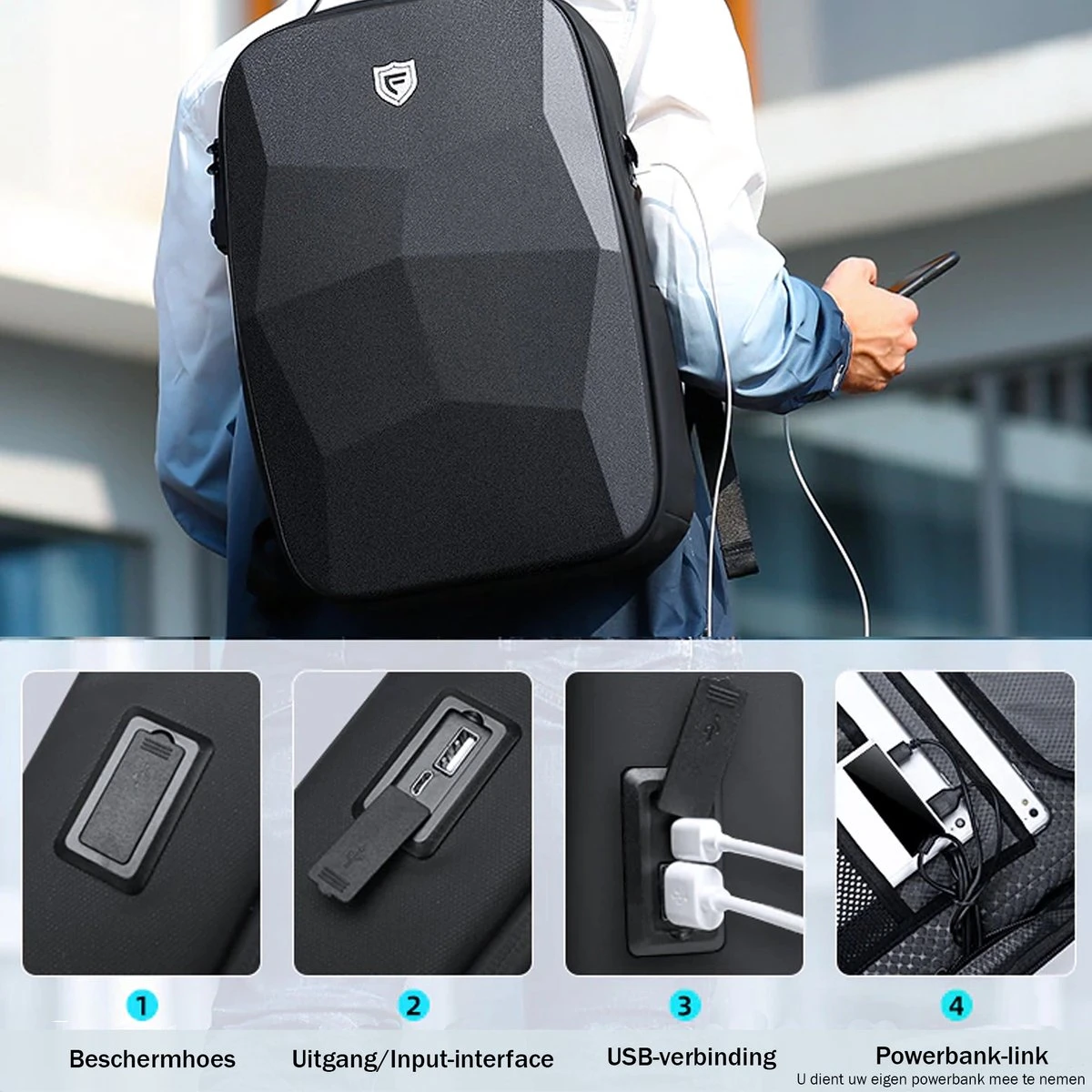 Brandie® - Rugzak - Geschikt Voor 17.3 Inch Laptop - Reistas - Schoudertas - Waterdichte - USB Opladen - Hoge Capaciteit - Anti Diefstal - Normaal Zwart - Voor Heren Tas - Grootte 14*32*48cm - Gewicht 1.3 Kg 5 Brandie® - Rugzak - Geschikt Voor 17.3 Inch Laptop - Reistas - Schoudertas - Waterdichte - USB Opladen - Hoge Capaciteit - Anti Diefstal - Normaal Zwart - Voor Heren Tas - Grootte 14*32*48cm - Gewicht 1.3 Kg - Afbeelding 3