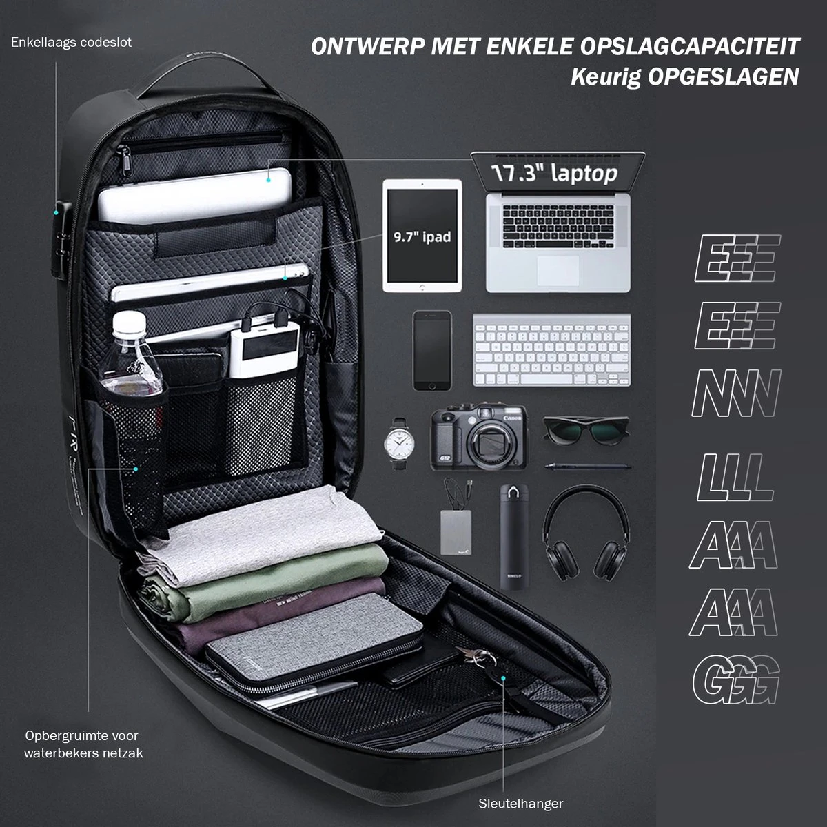 Brandie® - Rugzak - Geschikt Voor 17.3 Inch Laptop - Reistas - Schoudertas - Waterdichte - USB Opladen - Hoge Capaciteit - Anti Diefstal - Normaal Zwart - Voor Heren Tas - Grootte 14*32*48cm - Gewicht 1.3 Kg 6 Brandie® - Rugzak - Geschikt Voor 17.3 Inch Laptop - Reistas - Schoudertas - Waterdichte - USB Opladen - Hoge Capaciteit - Anti Diefstal - Normaal Zwart - Voor Heren Tas - Grootte 14*32*48cm - Gewicht 1.3 Kg - Afbeelding 4