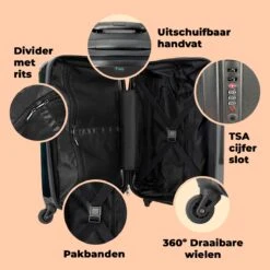 NoBoringSuitcases.com® Koffer Groot - Krokodil - Kroon - Goud - Ballet - Portret - Trolley Koffer Met TSA-slot - Met Wielen - 90 Liter - Reiskoffer - 66 Cm -Reis Opberg Artikelen 1200x1200 193