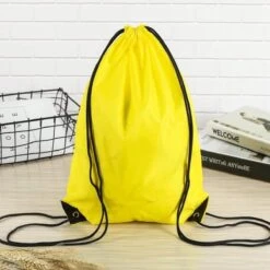 Merkloos Gymtas Met Rijgkoord - Nylon Rugzakjes – Nylon Rugzak – Geel