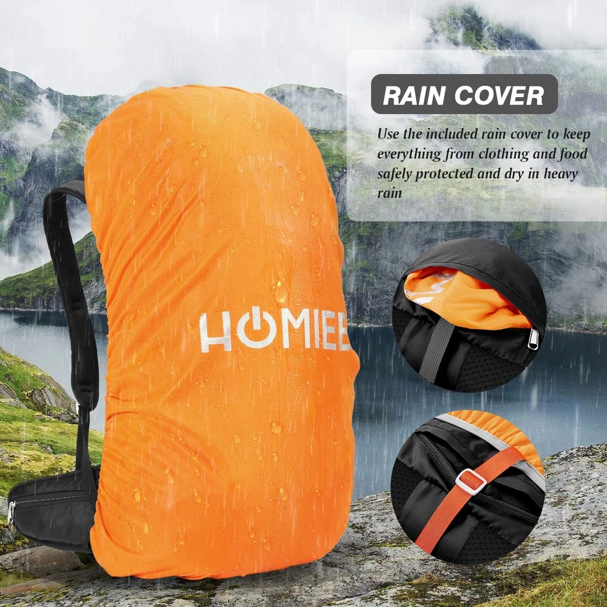 Merkloos Hiking Backpack 50L, Men Women Waterproof Trekking Backpack Travel Backpack Outdoor Hiking Backpack With Rain Cover, Backpacker Backpack For Hiking, Mountaineering, Camping, Travel Sports 5 Merkloos Hiking Backpack 50L, Men Women Waterproof Trekking Backpack Travel Backpack Outdoor Hiking Backpack With Rain Cover, Backpacker Backpack For Hiking, Mountaineering, Camping, Travel Sports - Afbeelding 3