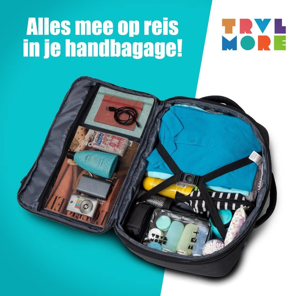 TRVLMORE Reistas - Rugzak - Handbagage Weekendtas - Backpack - Waterafstotend - 40L - Zwart 4 TRVLMORE Reistas - Rugzak - Handbagage Weekendtas - Backpack - Waterafstotend - 40L - Zwart - Afbeelding 2