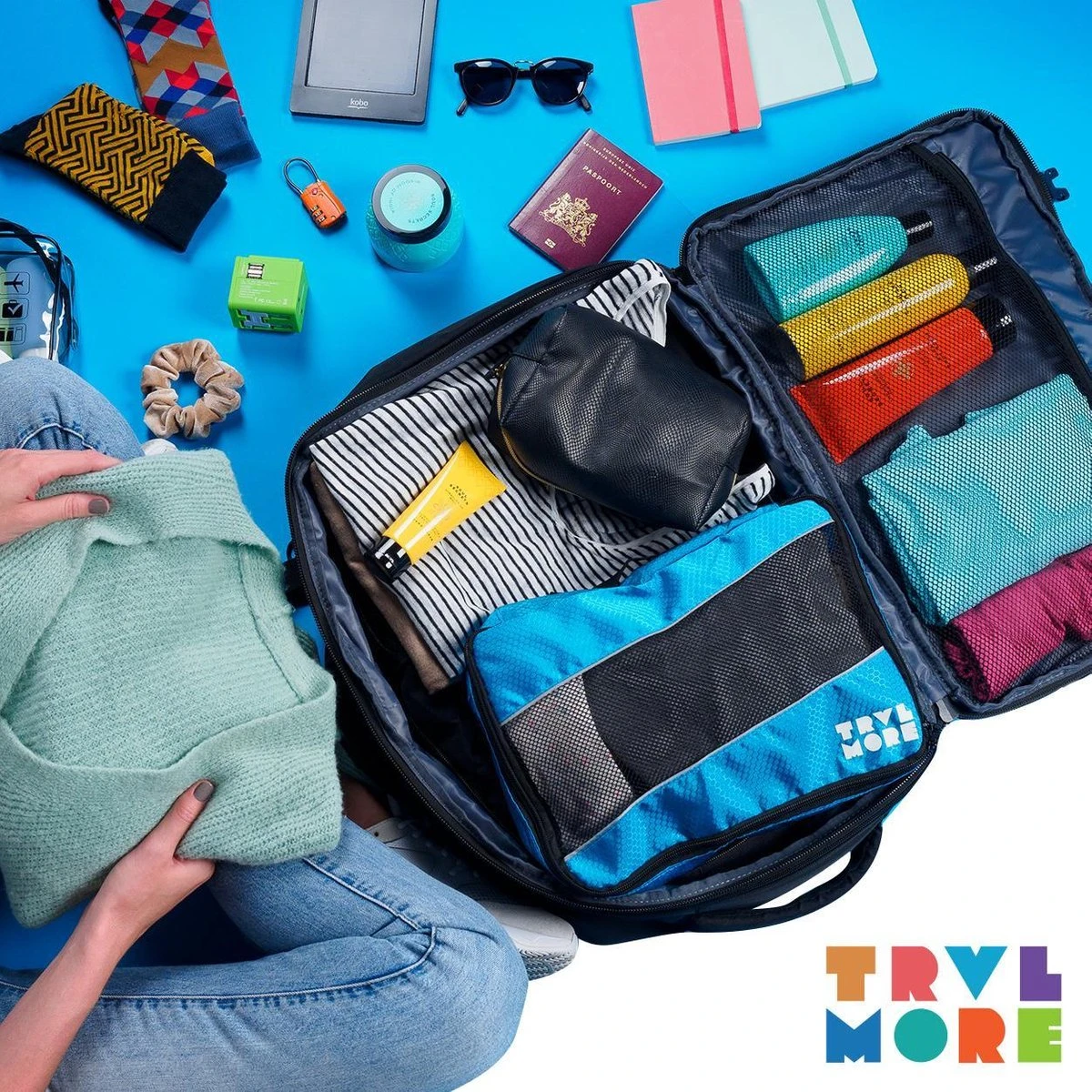 TRVLMORE Reistas - Rugzak - Handbagage Weekendtas - Backpack - Waterafstotend - 40L - Zwart 8 TRVLMORE Reistas - Rugzak - Handbagage Weekendtas - Backpack - Waterafstotend - 40L - Zwart - Afbeelding 6