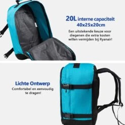 CabinMax Metz Reistas – Handbagage 20L – Rugzak – Schooltas - 40x25x20 Cm – Compact Backpack – Lichtgewicht – Teal -Reis Opberg Artikelen 1200x1200 2266