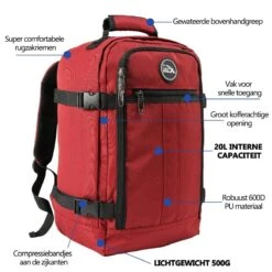 CabinMax Metz Reistas – Handbagage 20L – Rugzak – Schooltas - 40x25x20 Cm – Compact Backpack – Lichtgewicht – Oxide Rood 32 CabinMax Metz Reistas – Handbagage 20L – Rugzak – Schooltas - 40x25x20 Cm – Compact Backpack – Lichtgewicht – Oxide Rood -Reis Opberg Artikelen 1200x1200 2393