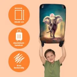 NoBoringSuitcases.com® Koffer - Handbagage Trolley - Olifant - Verf - Bloemen - Portret - Abstract - Reiskoffer Met Wielen - Past Binnen 55x40x20 Cm En 55x35x25 Cm - Koffertje - Fotokoffer -Reis Opberg Artikelen 1200x1200 257