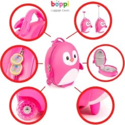 Boppi - Kindertrolley - Pinguïn (roze) - Handbagage - Lichtgewicht - Duurzaam - 17L -Reis Opberg Artikelen 1200x1200 271