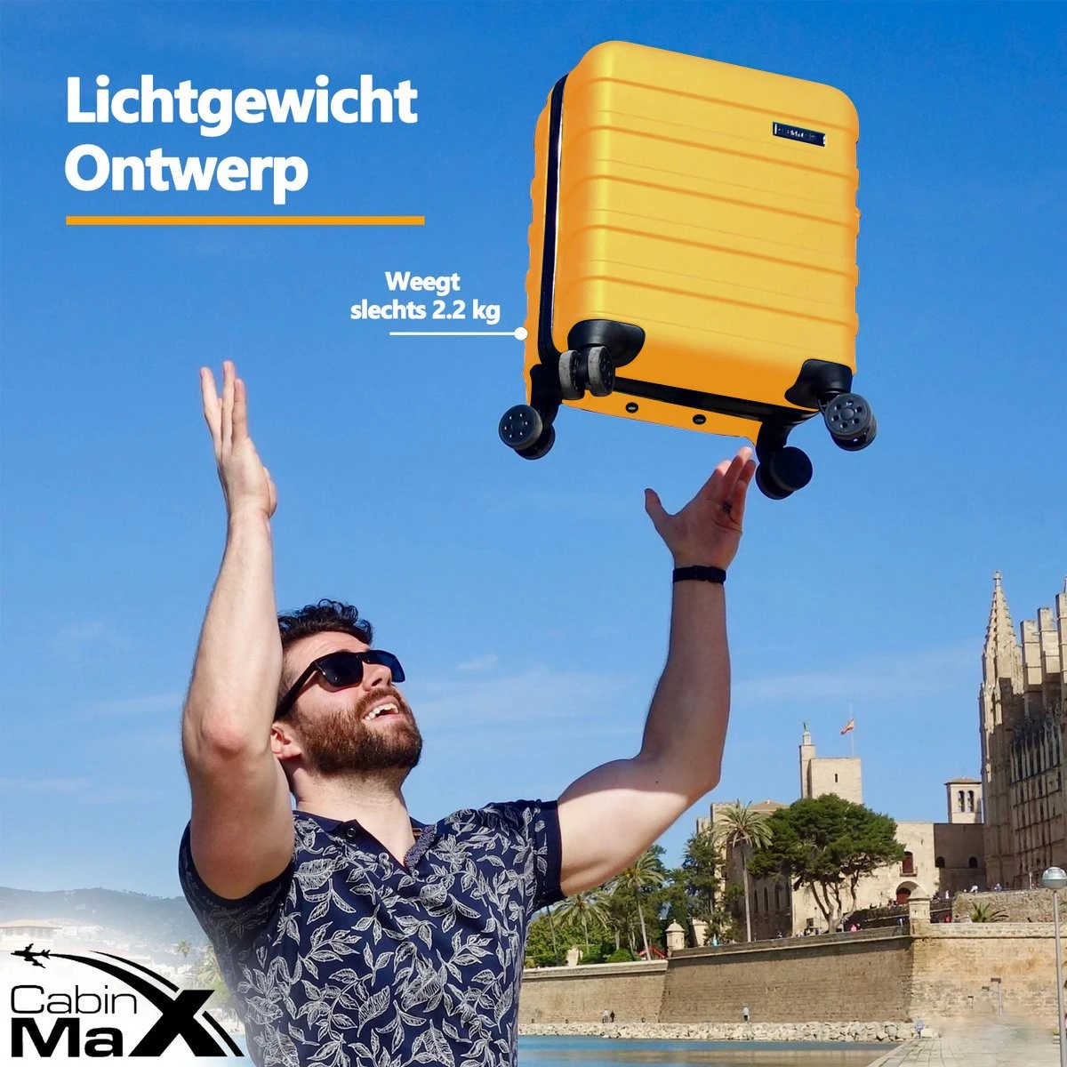 CabinMax Handbagage Koffer - Trolley 30L - Harde Reiskoffer - 45x36x20cm - Lichtgewicht - Groot Capaciteit - Geel 4 CabinMax Handbagage Koffer - Trolley 30L - Harde Reiskoffer - 45x36x20cm - Lichtgewicht - Groot Capaciteit - Geel - Afbeelding 2
