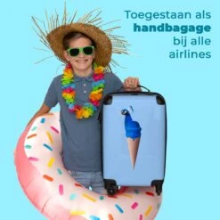 NoBoringSuitcases.com® Koffer - Reiskoffer Met Wielen - Pauw - IJshoorntjes - Blauw - IJs - Vogel - Handbagage Trolley - Past Binnen 55x40x20 Cm En 55x35x25 Cm - Fotokoffer -Reis Opberg Artikelen 1200x1200 34