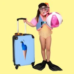 NoBoringSuitcases.com® Koffer - Reiskoffer Met Wielen - Pauw - IJshoorntjes - Blauw - IJs - Vogel - Handbagage Trolley - Past Binnen 55x40x20 Cm En 55x35x25 Cm - Fotokoffer -Reis Opberg Artikelen 1200x1200 35