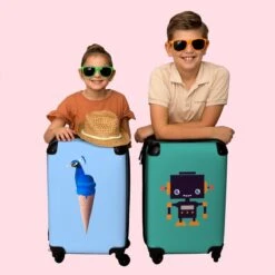 NoBoringSuitcases.com® Koffer - Reiskoffer Met Wielen - Pauw - IJshoorntjes - Blauw - IJs - Vogel - Handbagage Trolley - Past Binnen 55x40x20 Cm En 55x35x25 Cm - Fotokoffer -Reis Opberg Artikelen 1200x1200 36