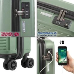 CarryOn Transport Handbagagekoffer - USB Handbagage 55cm - OKOBAN - Dubbele Wielen - Olijf -Reis Opberg Artikelen 1200x1200 394