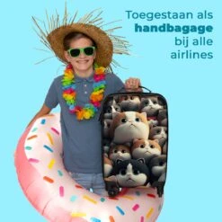 NoBoringSuitcases.com® Koffer - Handbagagekoffer - Kat - Dieren - Poes - Patronen - Trolley Op Wieltjes - Past Binnen 55x40x20 Cm En 55x35x25 Cm - Reiskoffers -Reis Opberg Artikelen 1200x1200 424